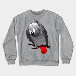 African Grey Parrot Perching Waving on a Branch Crewneck Sweatshirt